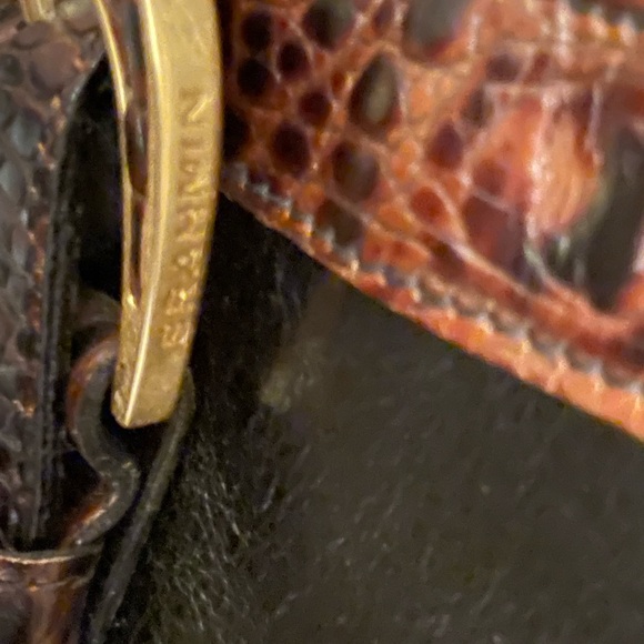 Brahmin Vintage Black/Pecan Crocodile Leather Trim Shoulder Bag Medium Zip Tote - Picture 6 of 15